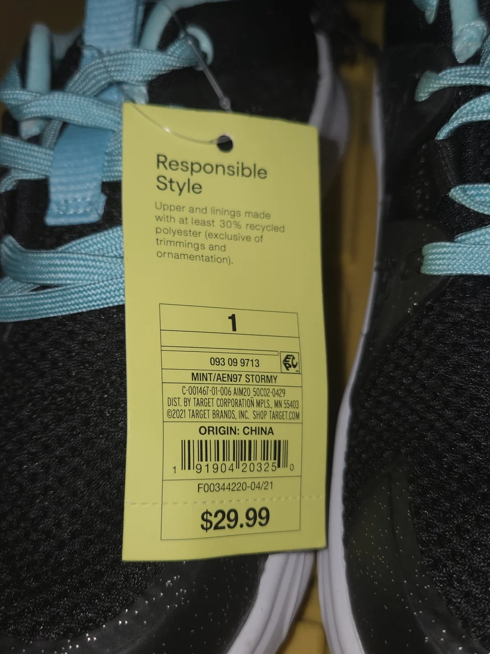 all in motion Black and Aqua Kids Athletic Sneakers